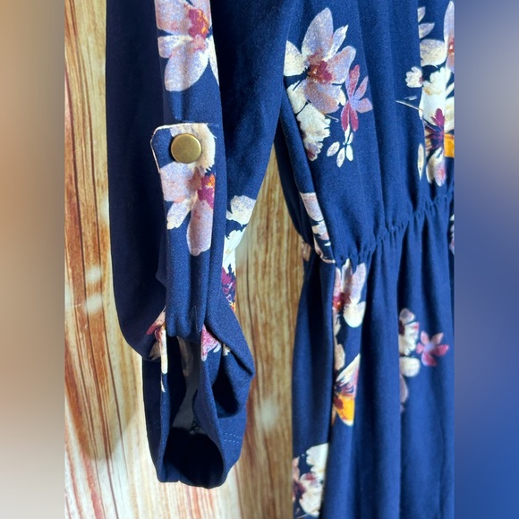 French Grey Navy Murphy Brushed Knit Dress Size Medium Elastic Cinched Waist NWT - Picture 5 of 8